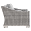 Modway Conway Wicker Rattan and Fabric Patio Armchair in Light Gray