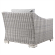 Modway Conway Wicker Rattan and Fabric Patio Armchair in Light Gray