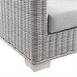 Modway Conway Wicker Rattan and Fabric Patio Armchair in Light Gray