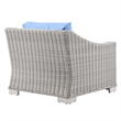 Modway Conway Wicker Rattan and Fabric Patio Armchair in Light Gray/Light Blue