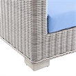 Modway Conway Wicker Rattan and Fabric Patio Armchair in Light Gray/Light Blue