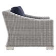 Modway Conway Wicker Rattan and Fabric Patio Armchair in Light Gray/Navy
