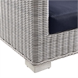 Modway Conway Wicker Rattan and Fabric Patio Armchair in Light Gray/Navy