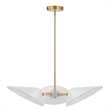 Modway Journey 3-Light Modern Metal Arm Pendant in Satin Brass/White