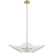 Modway Journey 3-Light Modern Metal Arm Pendant in Satin Brass/White