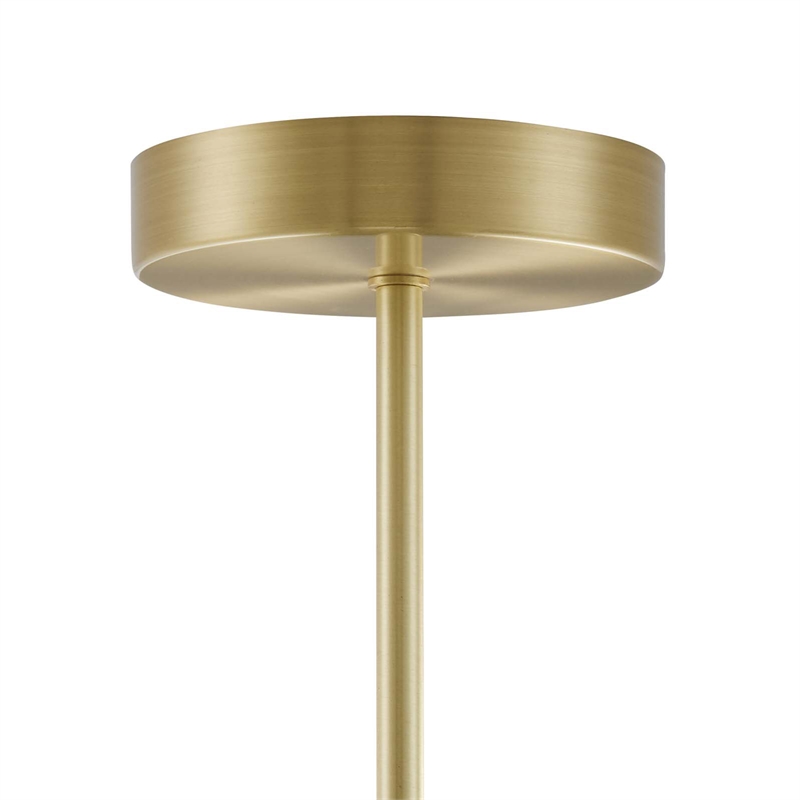 Modway Journey 3-Light Modern Metal Arm Pendant in Satin Brass/White