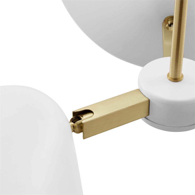 Modway Journey 3-Light Modern Metal Arm Pendant in Satin Brass/White