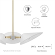 Modway Journey 3-Light Modern Metal Arm Pendant in Satin Brass/White