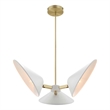 Modway Journey 3-Light Modern Metal Arm Pendant in Satin Brass/White