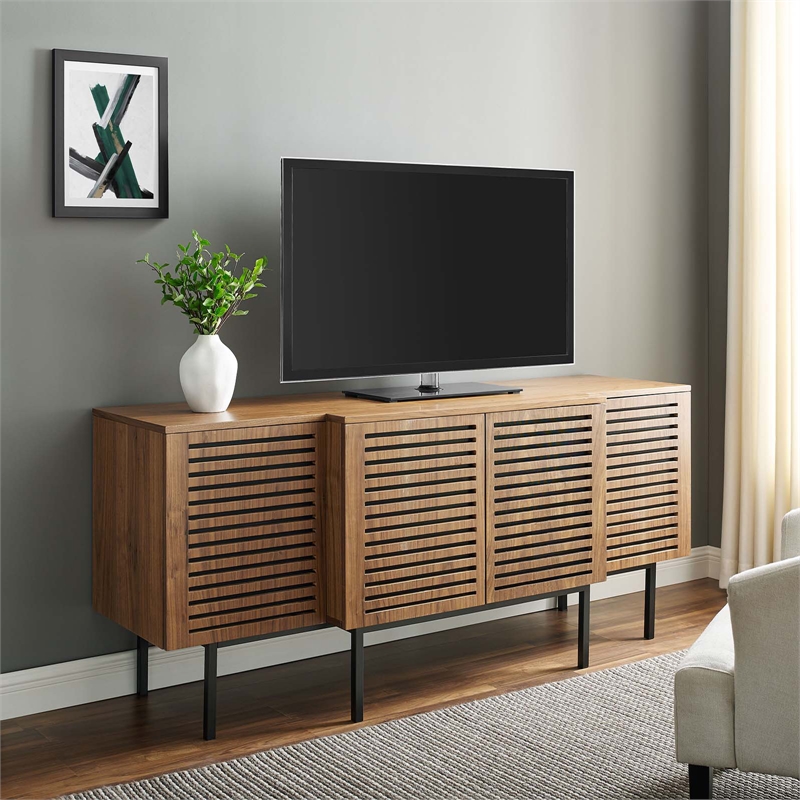 Modway Parker Modern MDF Wood and Iron Sideboard in Walnut