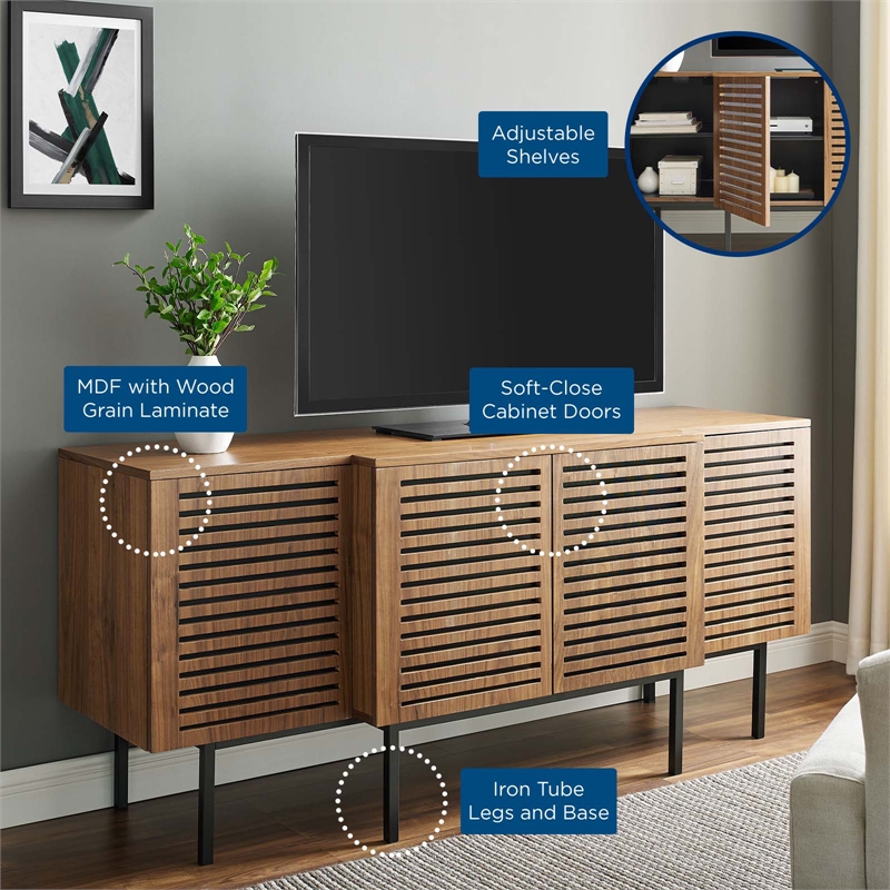 Modway Parker Modern MDF Wood and Iron Sideboard in Walnut
