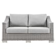 Modway Conway Modern Wicker / Rattan Patio Loveseat in Light Gray
