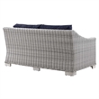 Modway Conway Modern Wicker / Rattan Patio Loveseat in Light Gray/Navy