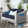Modway Conway Modern Wicker / Rattan Patio Loveseat in Light Gray/Navy