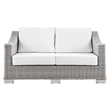 Modway Conway Modern Wicker / Rattan Patio Loveseat in Light Gray/White