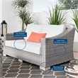 Modway Conway Modern Wicker / Rattan Patio Loveseat in Light Gray/White