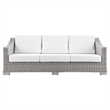 Modway Conway Modern Wicker / Rattan Patio Sofa in Light Gray/White