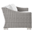 Modway Conway Modern Wicker / Rattan Patio Sofa in Light Gray/White