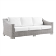 Modway Conway Modern Wicker / Rattan Patio Sofa in Light Gray/White