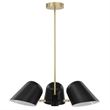 Modway Briana 3-Light Modern Metal Pendant in Black/Satin Brass