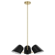Modway Briana 3-Light Modern Metal Pendant in Black/Satin Brass