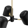 Modway Briana 3-Light Modern Metal Pendant in Black/Satin Brass