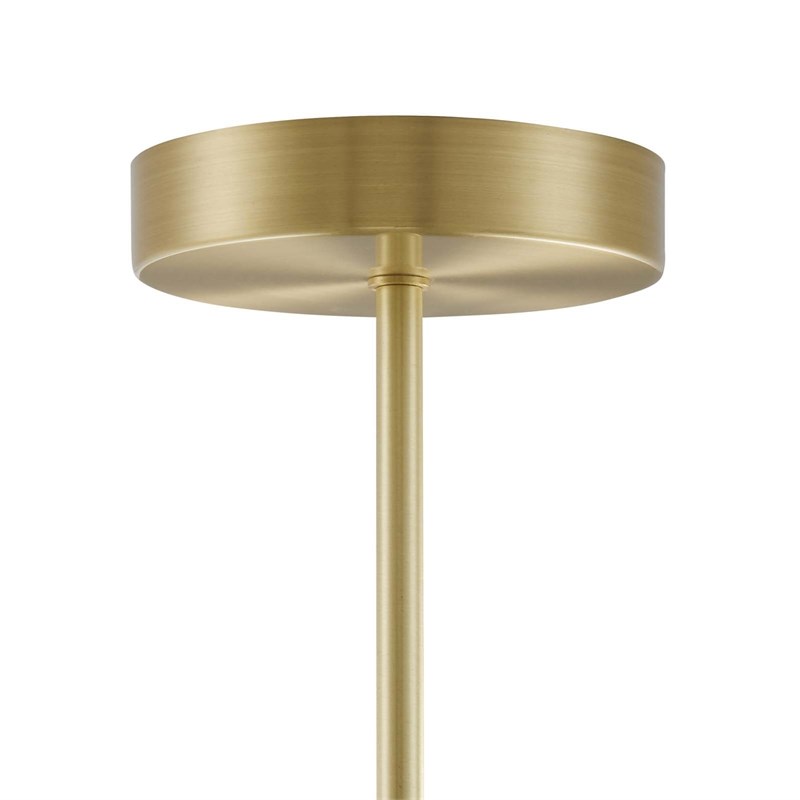 Modway Briana 3-Light Modern Metal Pendant in White/Satin Brass