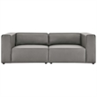 Modway Mingle 2-Seat Faux Leather Sectional Sofa Loveseat in Gray