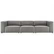 Modway Mingle 3-Piece Modern Faux Leather Sectional Sofa in Gray