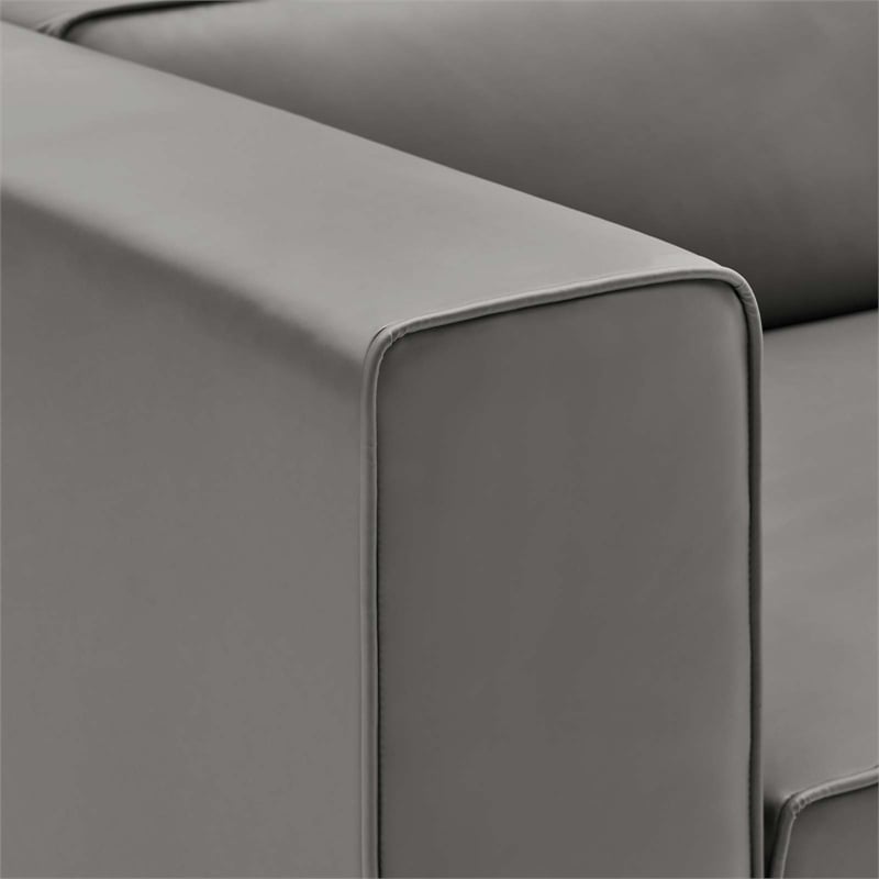 Modway Mingle 3-Piece Modern Faux Leather Sectional Sofa in Gray