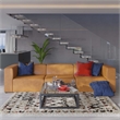 Modway Mingle 3-Piece Modern Faux Leather Sectional Sofa in Tan