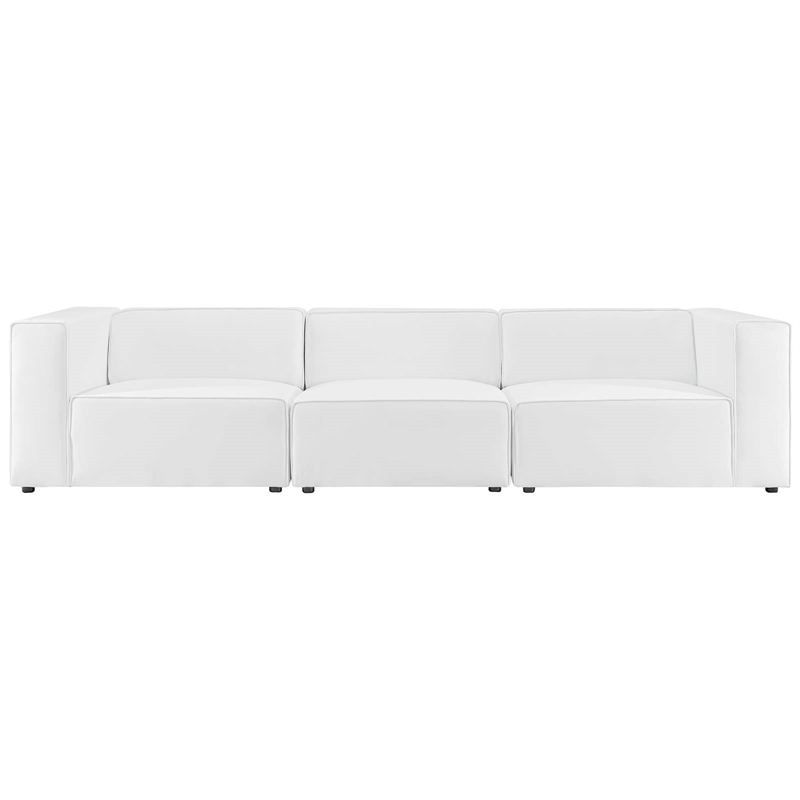 Modway Mingle 3-Piece Modern Faux Leather Sectional Sofa in White