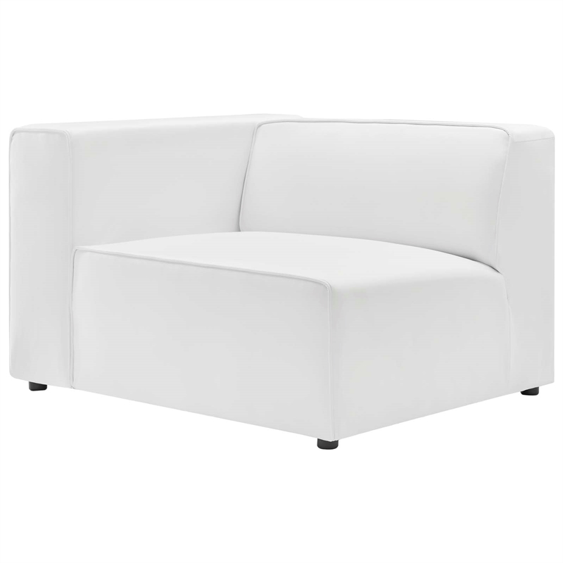 Modway Mingle 3-Piece Modern Faux Leather Sectional Sofa in White