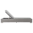 Modway Conway Wicker / Rattan Patio Chaise Lounge in Light Gray