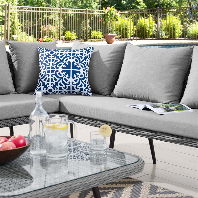 Modway Endeavor Modern Wicker / Rattan Patio Seating Set in Gray