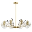 Modway Hanna 8-Light Modern Metal/Glass Chandelier in Clear & Gold