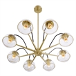 Modway Hanna 8-Light Modern Metal/Glass Chandelier in Clear & Gold