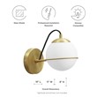 Modway Hanna 1-Light Modern Metal Hardwire Wall Sconce in Gold
