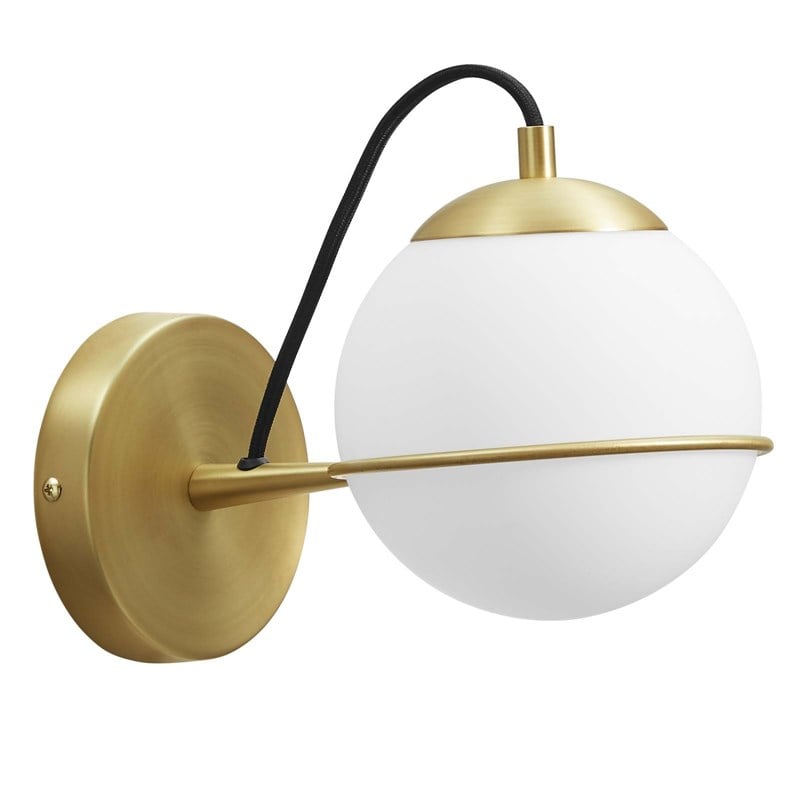 Modway Hanna 1-Light Modern Metal Hardwire Wall Sconce in Gold