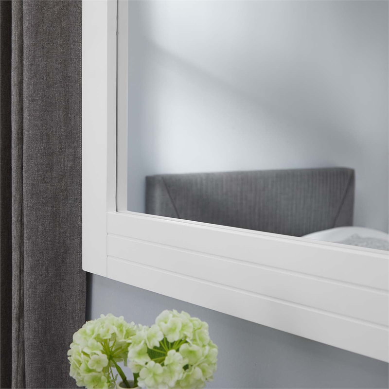 Modway Dakota Modern Style Painted MDF Wood Mirror in White Finish