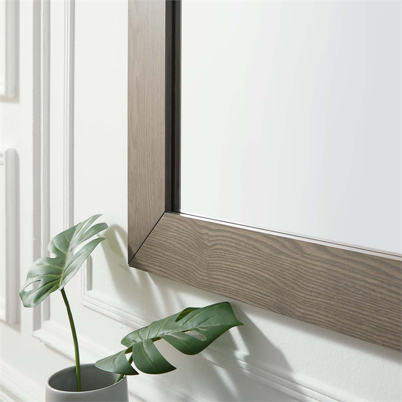 Modway Merritt Rectangular Modern MDF & Veneer Wood Mirror in Oak