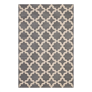 Modway Cerelia 108x143.5&quot Moroccan Trellis Fabric Area Rug in Gray and Beige