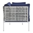 Modway Harmony 4-Piece Fabric Basket Weave Patio Seating Set in Taupe/Navy