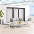 Modway Harmony 4-Piece Fabric Basket Weave Patio Seating Set in Tan/Gray