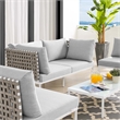Modway Harmony 4-Piece Fabric Basket Weave Patio Seating Set in Tan/Gray