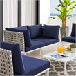 Modway Harmony 4-Piece Fabric Basket Weave Patio Seating Set in Tan/Navy