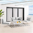Modway Harmony 4-Piece Aluminum & Fabric Patio Seating Set in White/Gray