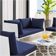 Modway Harmony 4-Piece Aluminum & Fabric Patio Seating Set in White/Navy