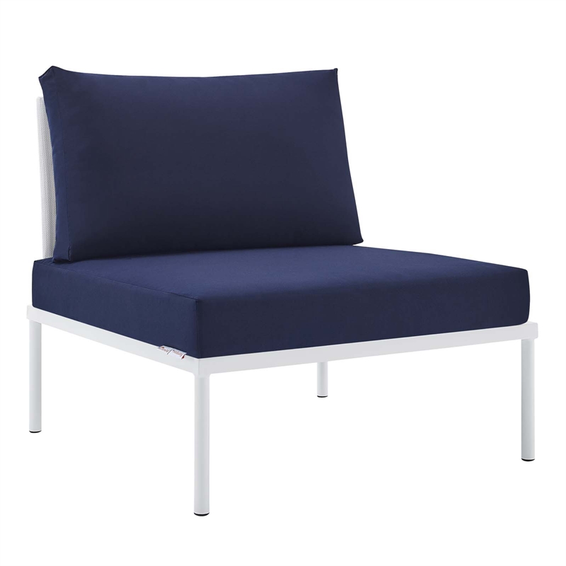 Modway Harmony 4-Piece Aluminum & Fabric Patio Seating Set in White/Navy
