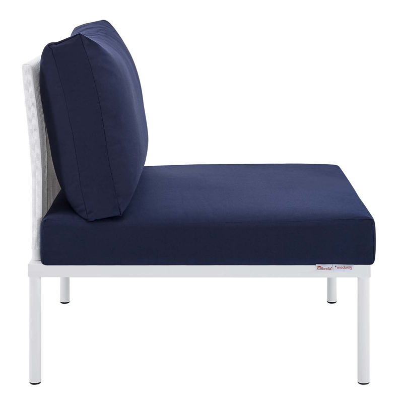 Modway Harmony 4-Piece Aluminum & Fabric Patio Seating Set in White/Navy